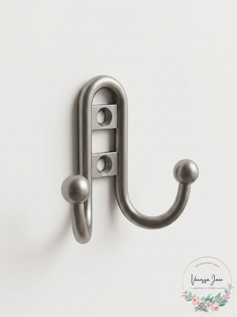 FRANKLIN Brass Wall Mounted Decorative Double Robe Hook Metal in Gray, Size 4.25